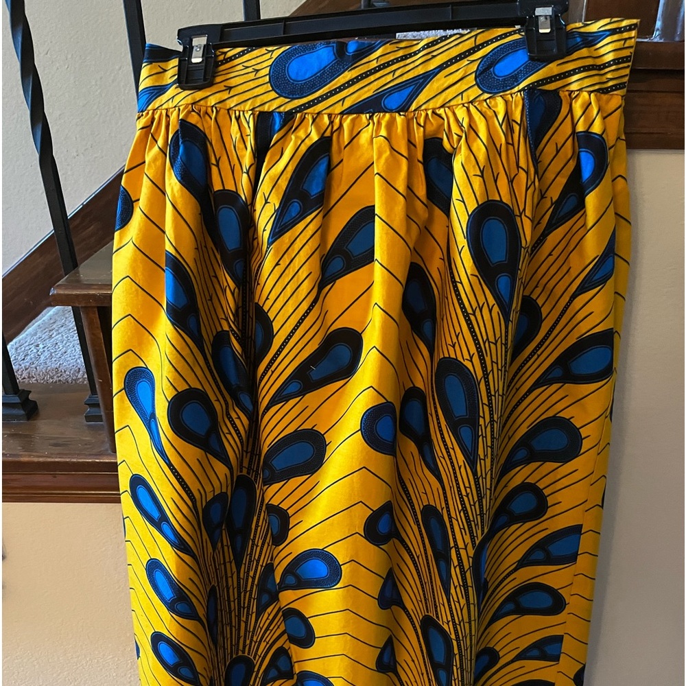 Royal blue /mustard gold print design skirt